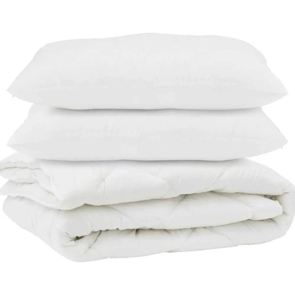 Linnengoed*vidaXL Dekbed met kussen 3 pcs Wit Microvezel