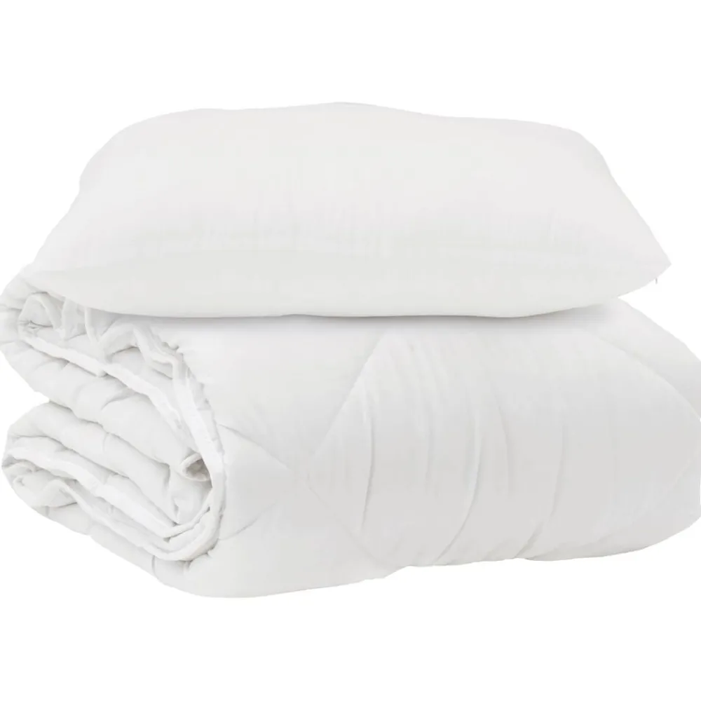 Linnengoed*vidaXL Dekbed met kussen 2 pcs Wit Microvezel