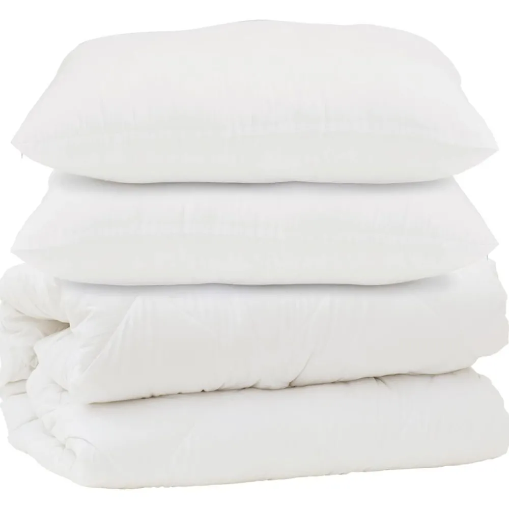 Linnengoed*vidaXL Dekbed met kussen 3 pcs Wit Microfibre