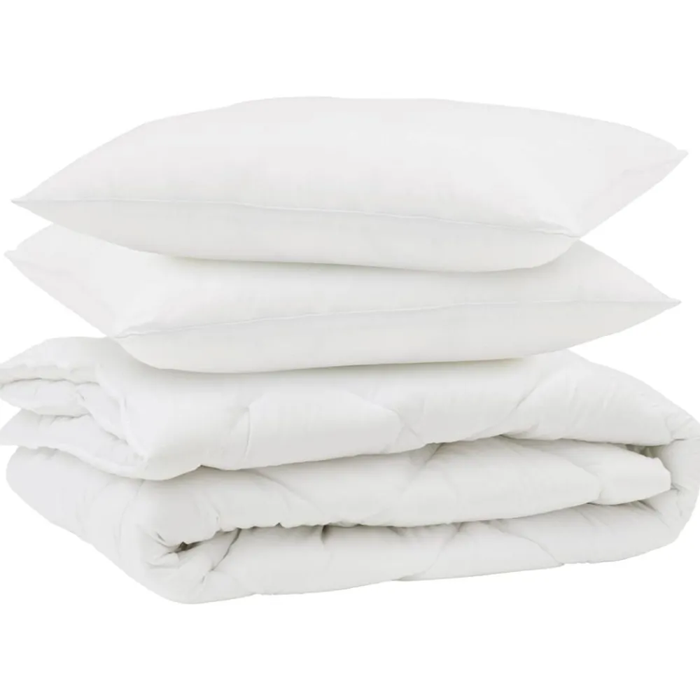 Linnengoed*vidaXL Dekbed met kussen 3 pcs Wit Microfibre