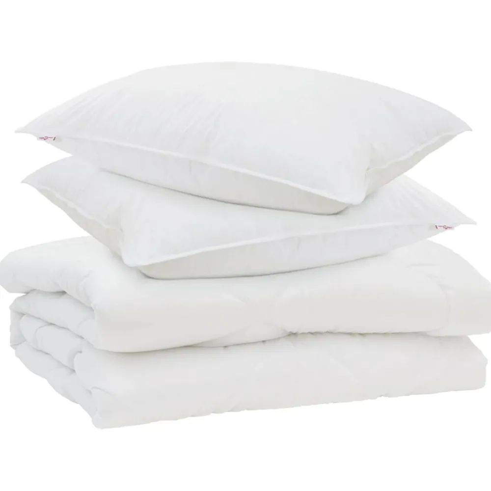 Linnengoed*vidaXL Dekbed met kussen 3 pcs Wit Microfibre