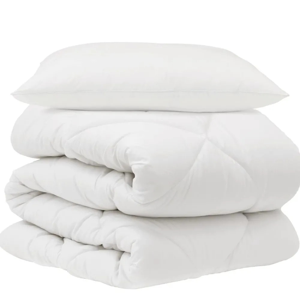 Linnengoed*vidaXL Dekbed met kussen 2 pcs Wit Microvezel