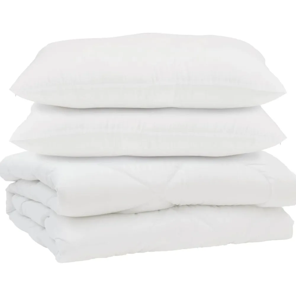 Linnengoed*vidaXL Dekbed met kussen 3 pcs Wit Microfibre
