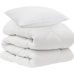 Linnengoed*vidaXL Dekbed met kussen 2 pcs Wit Microvezel