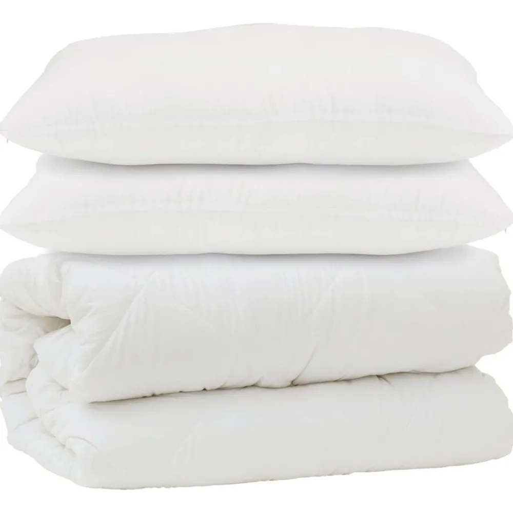 Linnengoed*vidaXL Dekbed met kussen 3 pcs Wit Microfibre