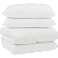 Dekbed met Kussens 3 pcs Wit Microfiber en Dons Feather>vidaXL Clearance