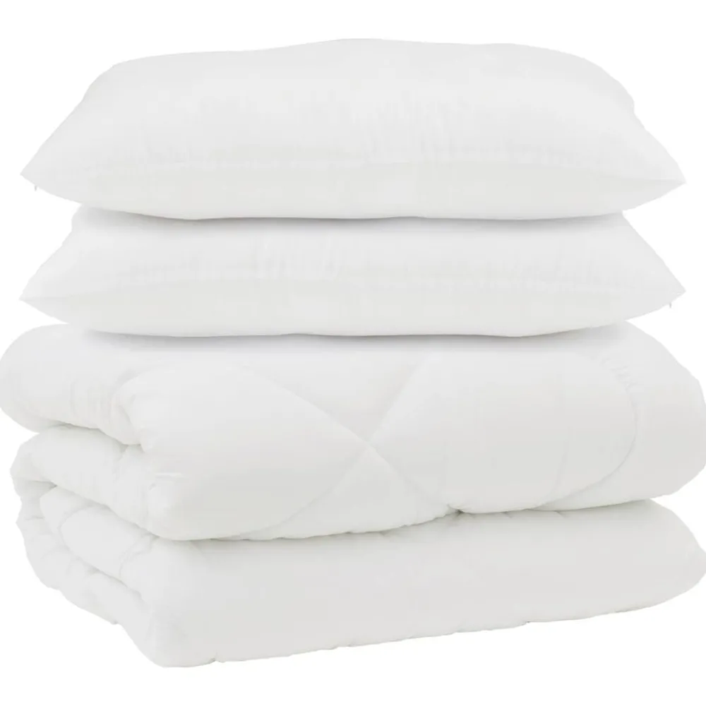 Linnengoed*vidaXL Dekbed met Kussens 3 pcs Wit Microfiber en Dons Feather