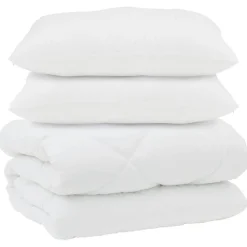 Dekbed met Kussens 3 pcs Wit Microfiber en Dons Feather>vidaXL Online