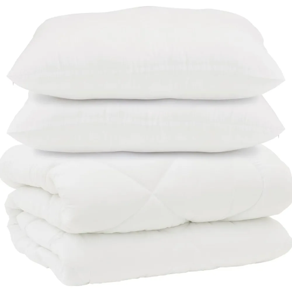 Linnengoed*vidaXL Dekbed met Kussens 3 pcs Wit Microfiber en Dons Feather