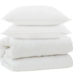 Linnengoed*vidaXL Dekbed met Kussens met kussen 3 pcs Wit Microvezel