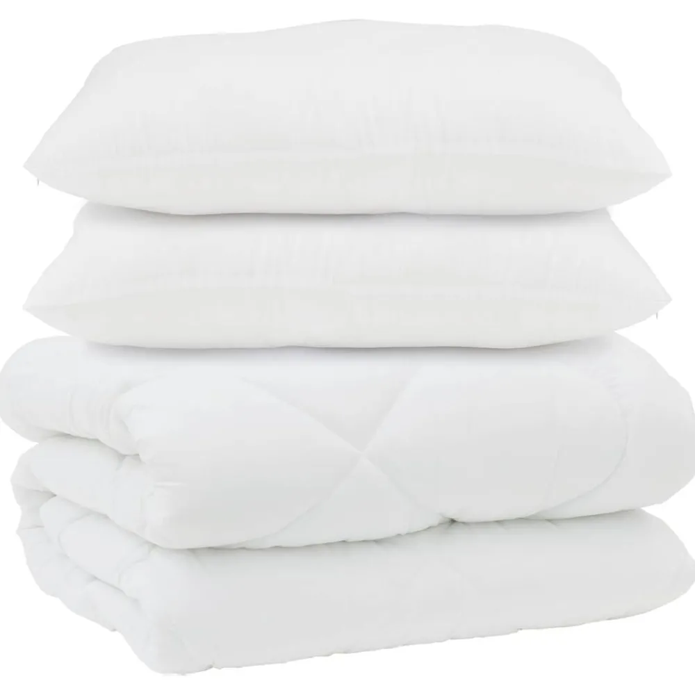 Linnengoed*vidaXL Dekbed met Kussens 3 pcs Wit Microfiber en Dons Feather