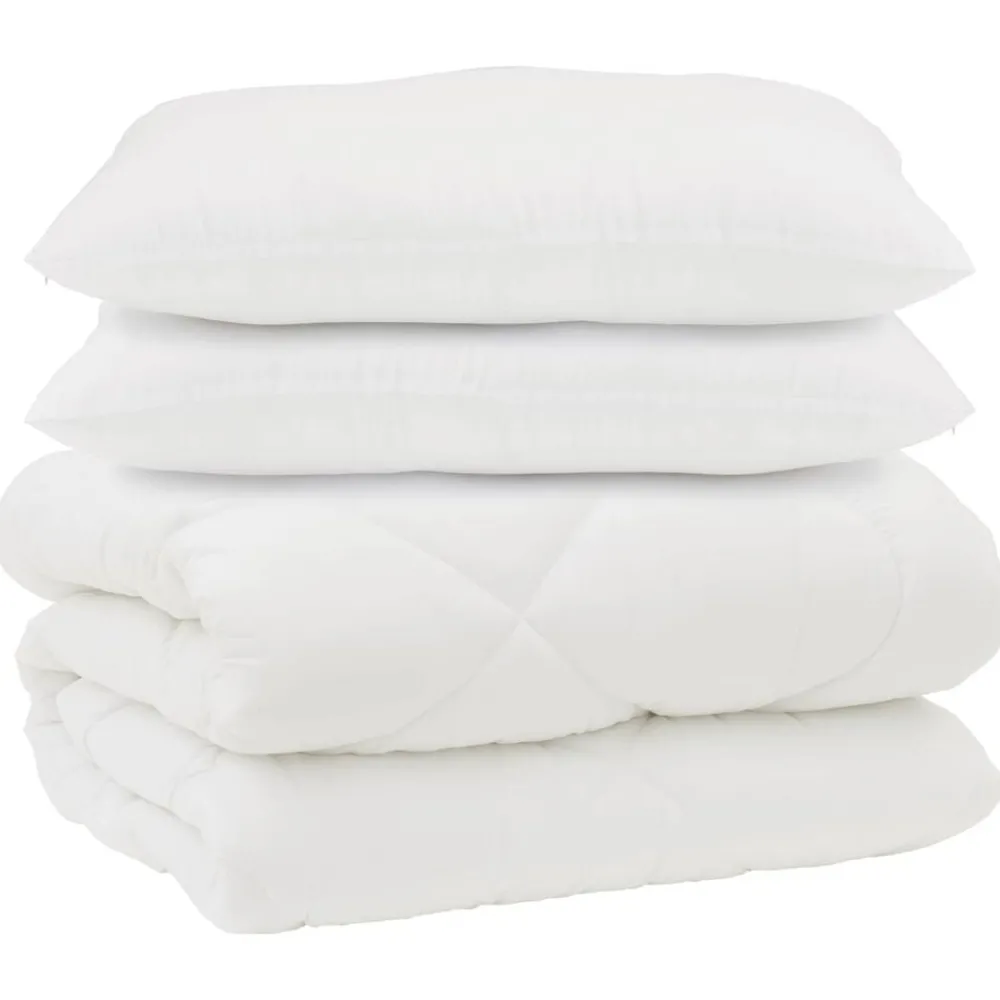 Dekbed met Kussens 3 pcs Wit Microfiber en Dons Feather>vidaXL