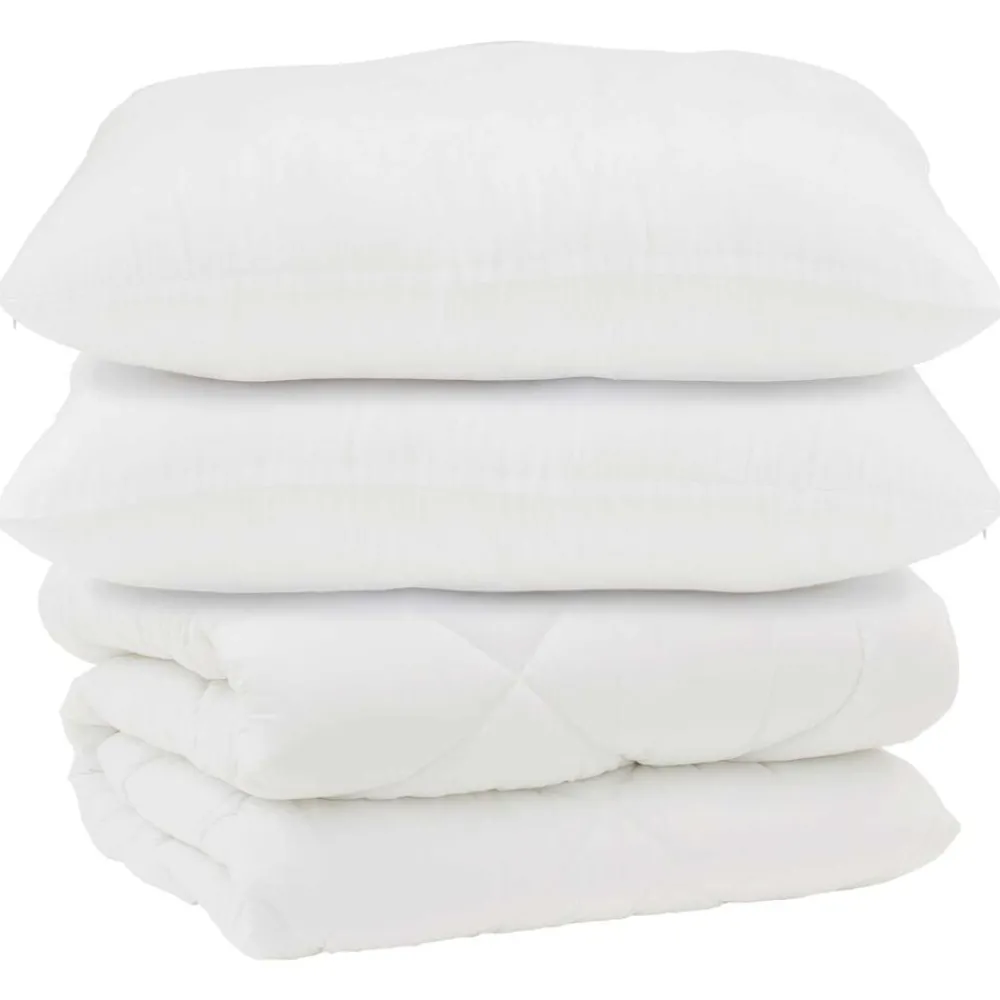 Linnengoed*vidaXL Dekbed met Kussens 3 pcs Wit Microfiber en Dons Feather