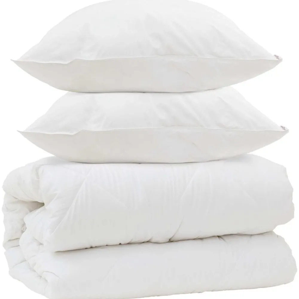 Linnengoed*vidaXL Dekbed met Kussens met kussen 3 pcs Wit Microvezel
