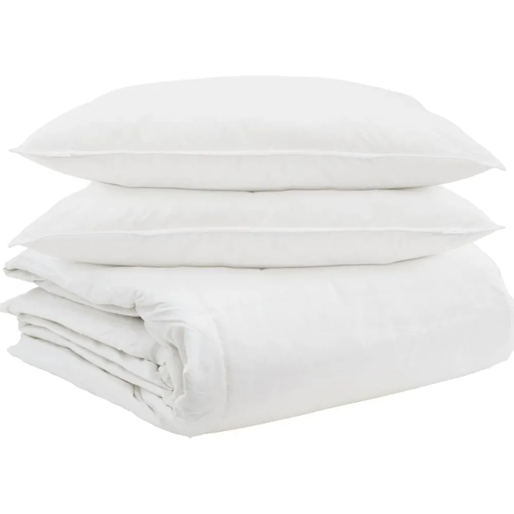 Linnengoed*vidaXL Dekbed Set met kussen 3 pcs Wit Donsveertjes