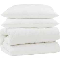 Linnengoed*vidaXL Dekbed Set met kussen 3 pcs Wit Microfiber en Dons Feather