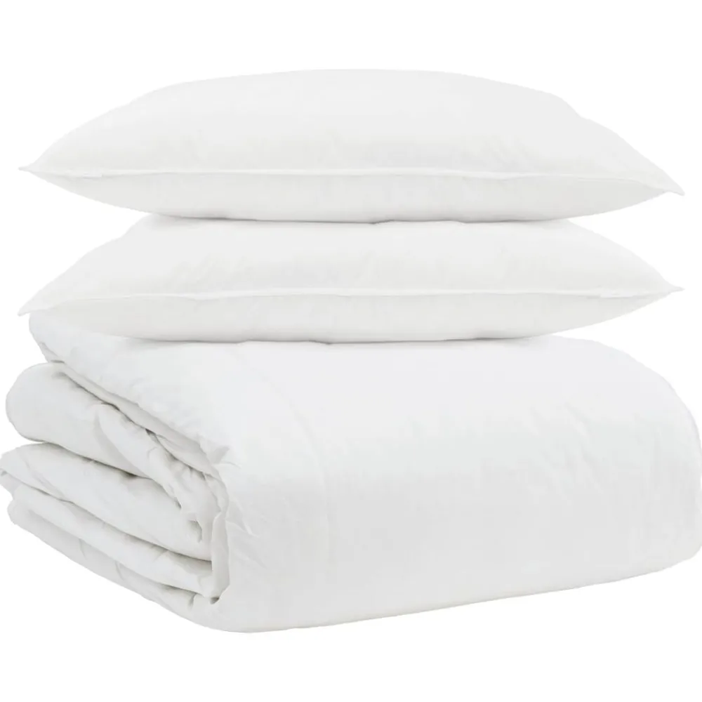Dekbed Set met kussen 3 pcs Wit Donsveertjes>vidaXL