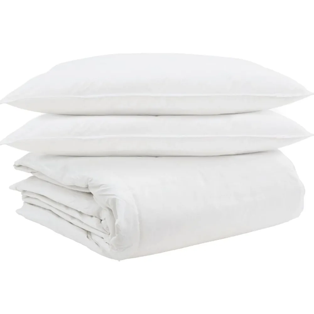 Linnengoed*vidaXL Dekbed Set met kussen 3 pcs Wit Donsveertjes