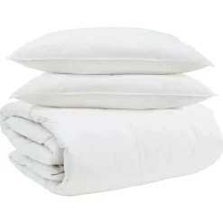 Linnengoed*vidaXL Dekbed Set met kussen 3 pcs Wit Donsveertjes