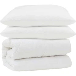 Linnengoed*vidaXL Dekbed Set met kussen 3 pcs Wit Microfiber en Dons Feather