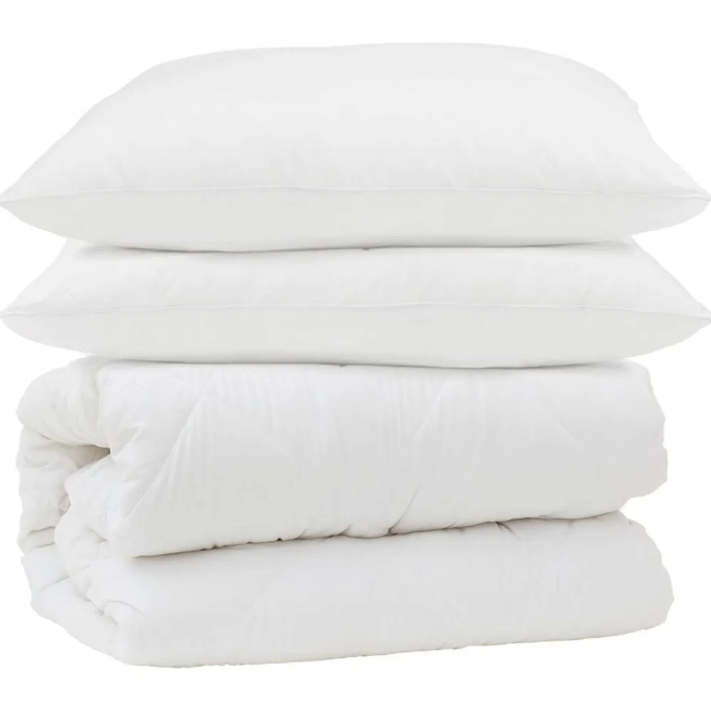 Linnengoed*vidaXL Dekbed Set met kussen 3 pcs Wit Microfiber en Dons Feather