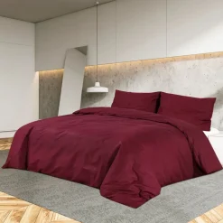Linnengoed*vidaXL Dekbedovertrekset 140x200 cm katoen bordeaux Rood