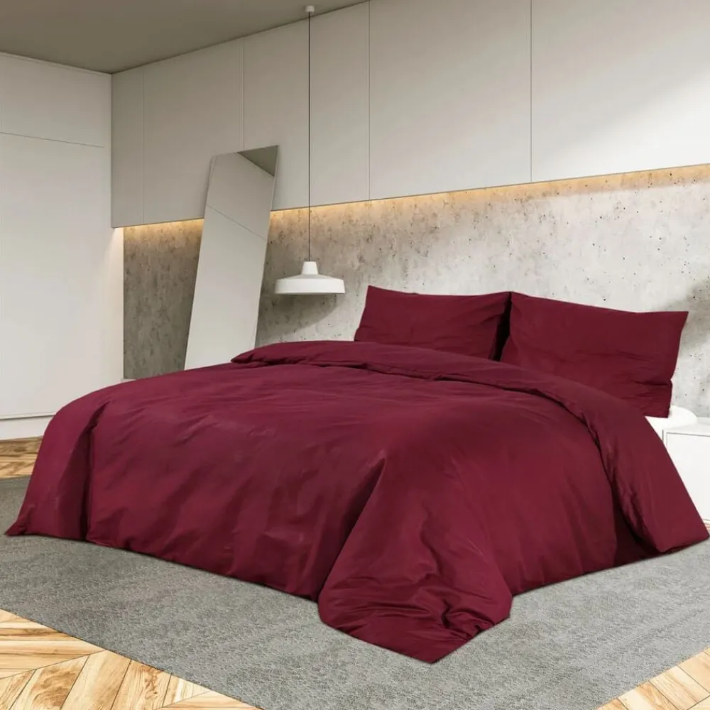 Linnengoed*vidaXL Dekbedovertrekset 140x200 cm katoen bordeaux Rood