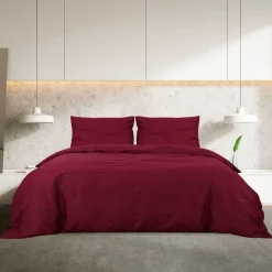 Linnengoed*vidaXL Dekbedovertrekset 140x200 cm katoen bordeaux Rood