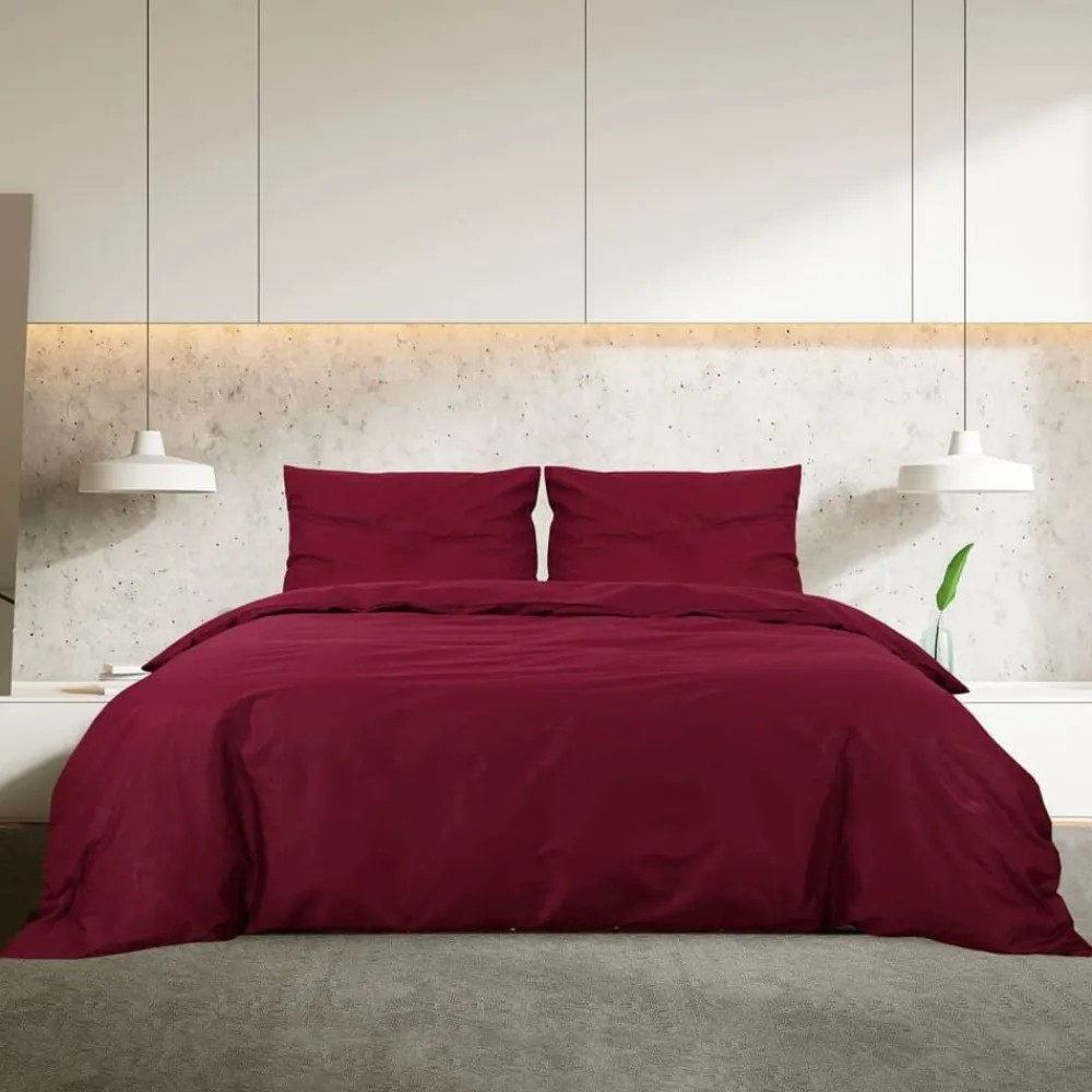 Linnengoed*vidaXL Dekbedovertrekset 140x200 cm katoen bordeaux Rood