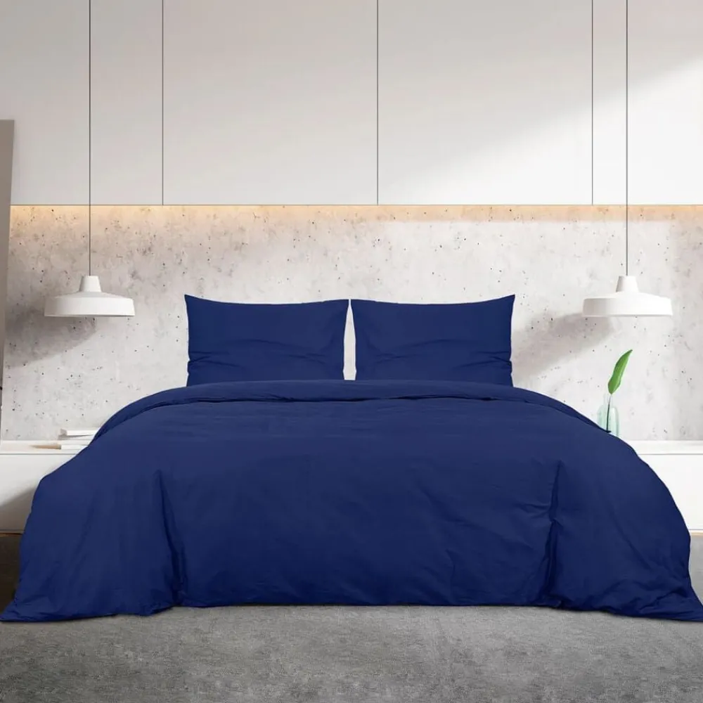 Dekbedovertrekset 140x200 cm microvezel marine>vidaXL Sale