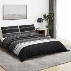 Dekbedovertrekset 140x200 cm katoen zwart en wit>vidaXL Outlet