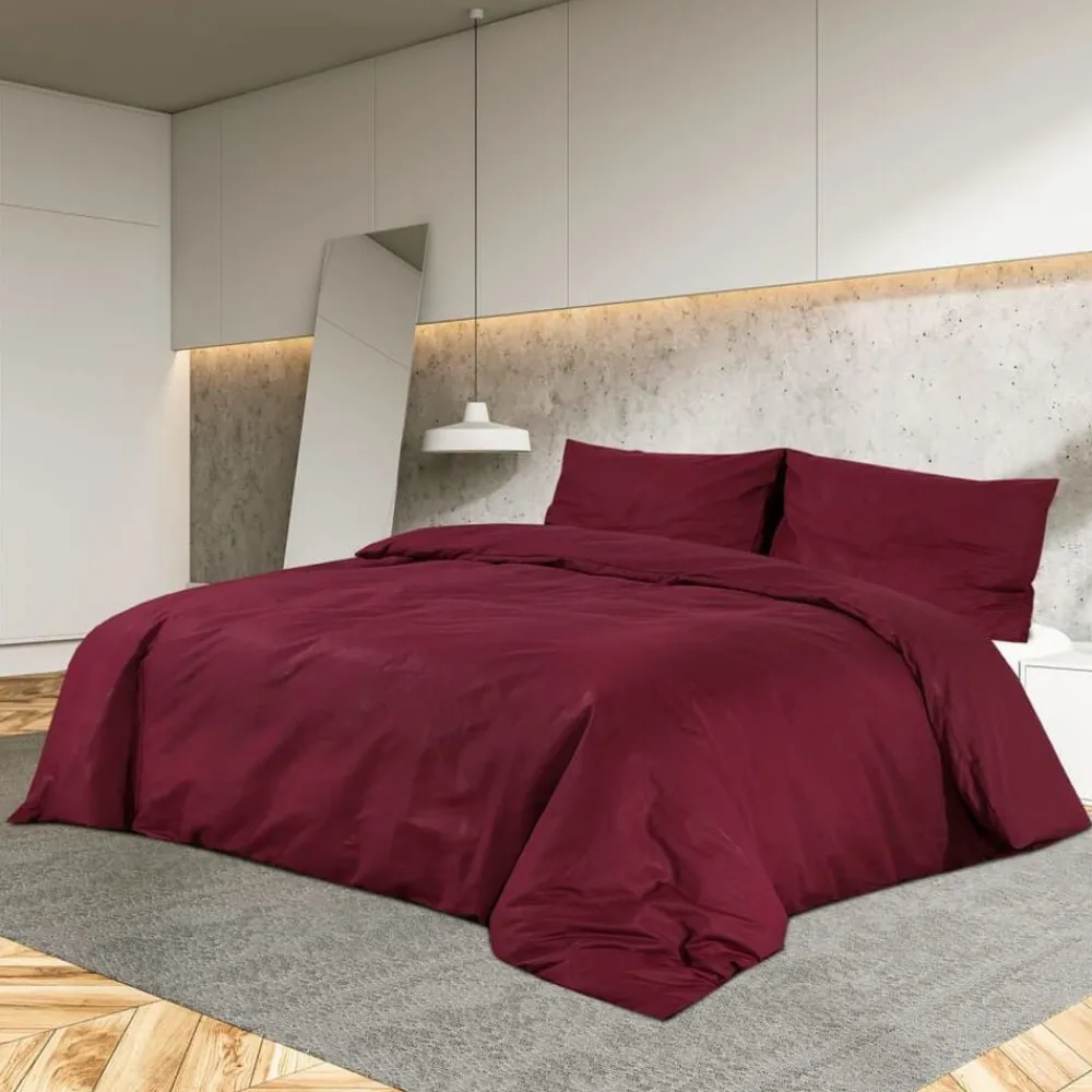 Linnengoed*vidaXL Dekbedovertrekset lichtgewicht 200x200 cm microvezel bordeaux Rood