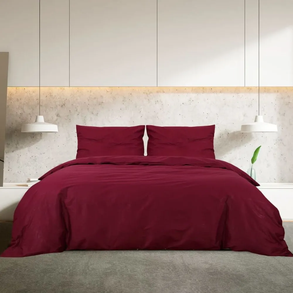 Linnengoed*vidaXL Dekbedovertrekset lichtgewicht 200x200 cm microvezel bordeaux Rood