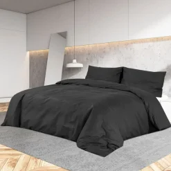 Linnengoed*vidaXL Dekbedovertrekset lichtgewicht 140x200 cm microvezel Zwart