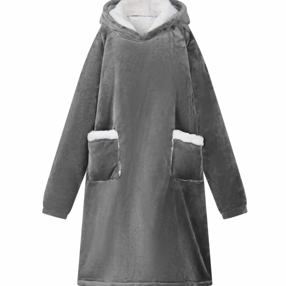 Kleding & Accessoires*vidaXL Deken hoodie M Fleece en Flanel Donkergrijs