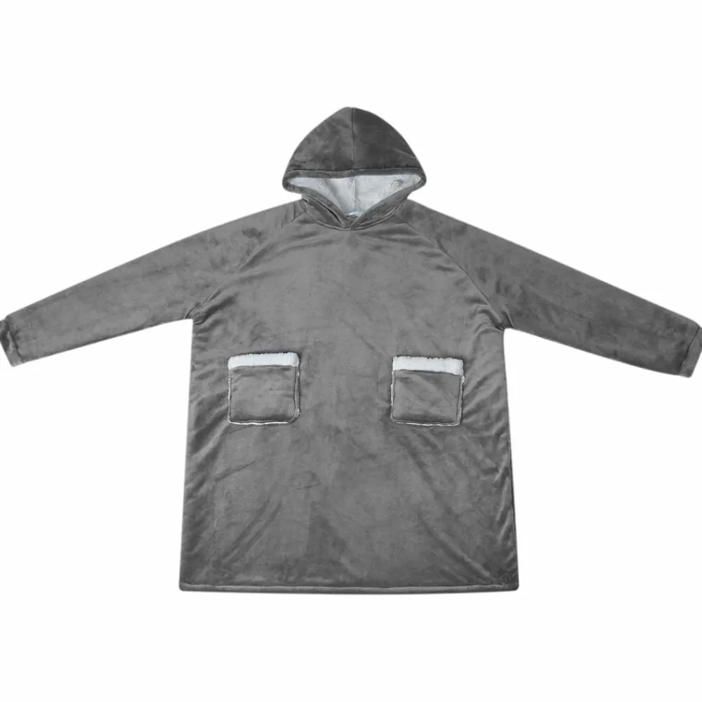 Kleding & Accessoires*vidaXL Deken hoodie M Fleece en Flanel Donkergrijs