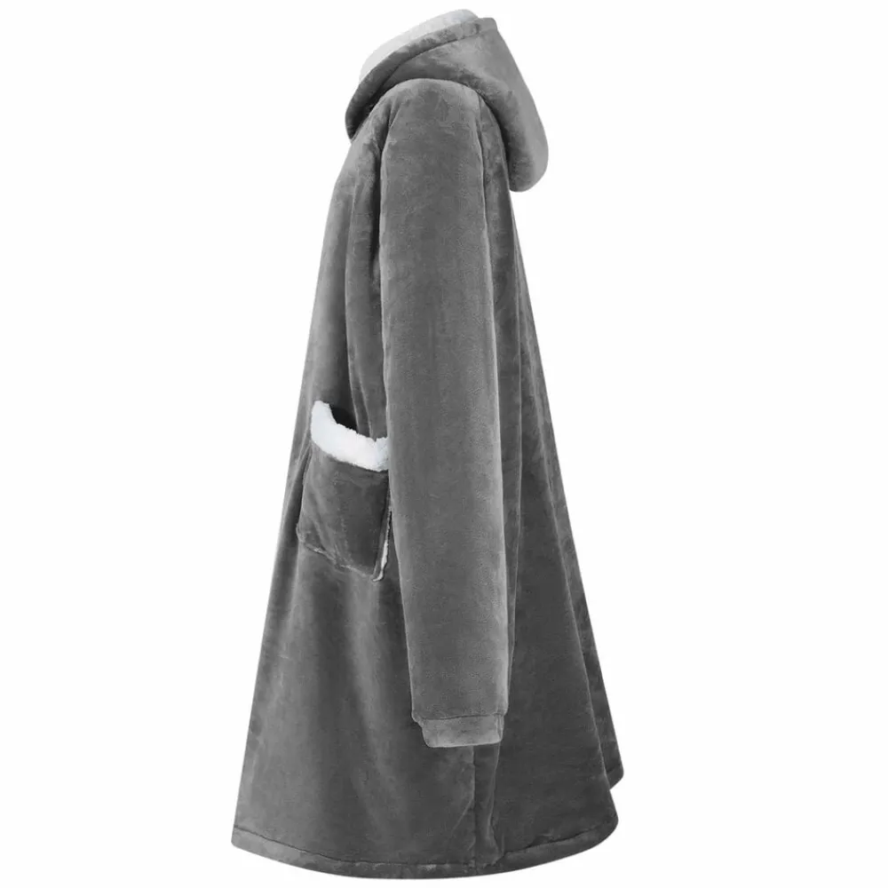 Kleding & Accessoires*vidaXL Deken hoodie M Fleece en Flanel Donkergrijs