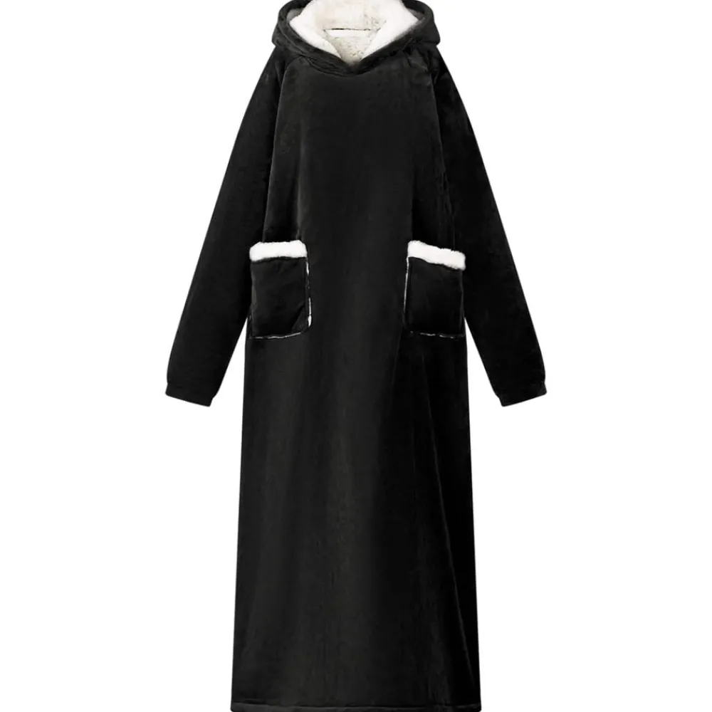 Kleding & Accessoires*vidaXL Deken hoodie M Fleece en Flanel Zwart