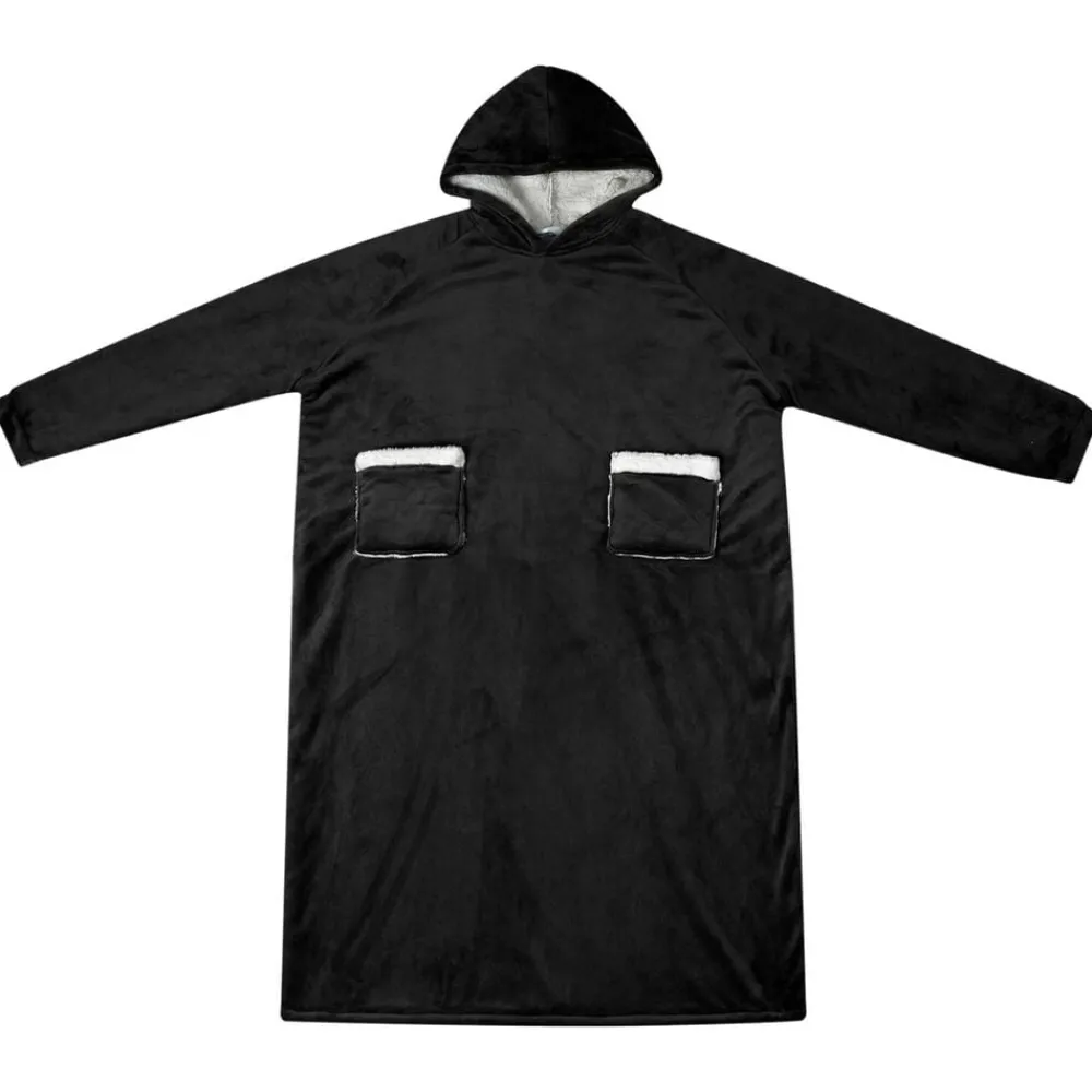 Kleding & Accessoires*vidaXL Deken hoodie M Fleece en Flanel Zwart