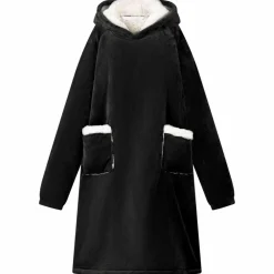 Kleding & Accessoires*vidaXL Deken hoodie M Fleece en Flanel Zwart