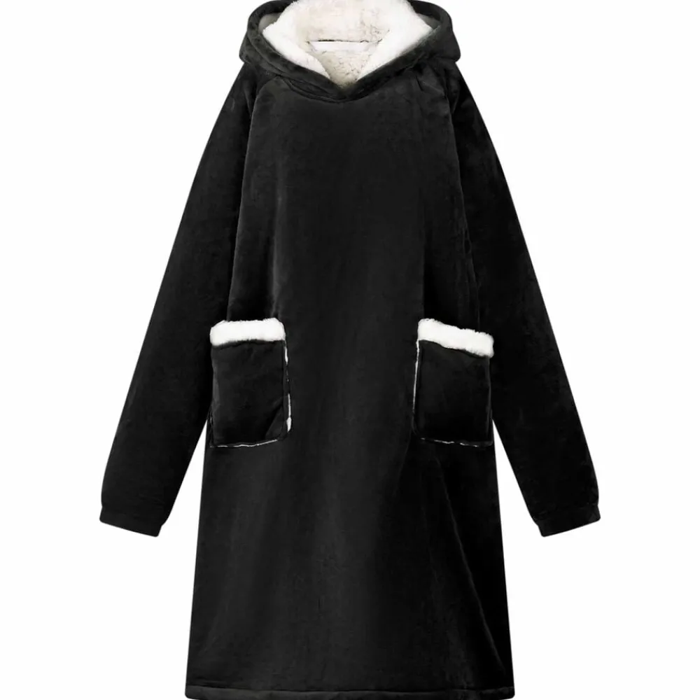 Kleding & Accessoires*vidaXL Deken hoodie M Fleece en Flanel Zwart