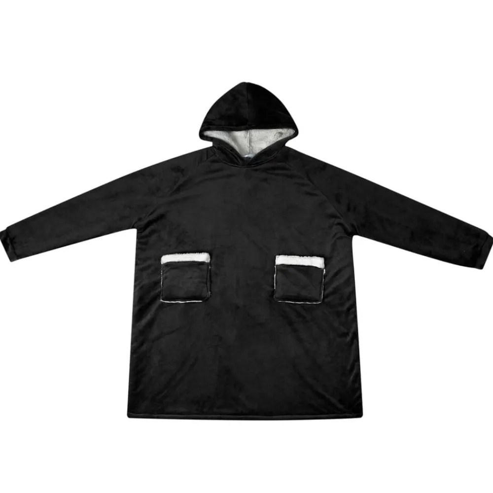 Kleding & Accessoires*vidaXL Deken hoodie M Fleece en Flanel Zwart