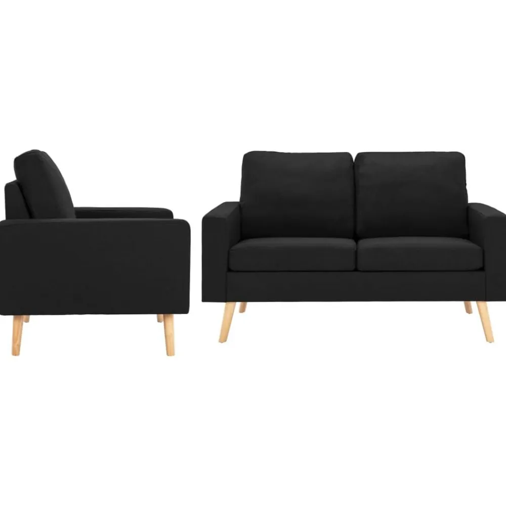 Banken*vidaXL 2-delig Bankstel stof Zwart