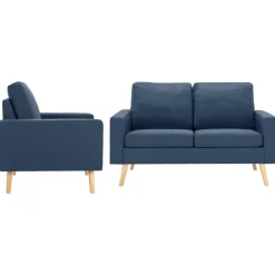 2-delig Bankstel stof blauw>vidaXL Best