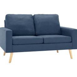 2-delig Bankstel stof blauw>vidaXL Best