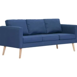 Banken*vidaXL 2-delig Bankstel stof Blauw