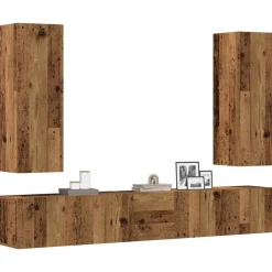 Tv-Meubels*vidaXL 5-delig Tv-meubelset wandmontage bewerkt hout kleurig Oud hout