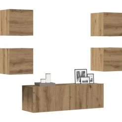 Tv-Meubels*vidaXL 5-delig Tv-meubelset wandmontage bewerkt hout artisanaal eiken artisanaal eikenkleurig