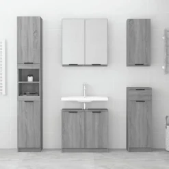 Meubelsets*vidaXL 5-delige Badkamerkastenset bewerkt hout eikenkleur Grijs sonoma