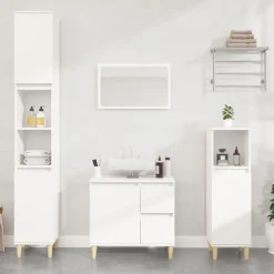 3-delige Badkamerkastenset bewerkt hout>vidaXL Outlet